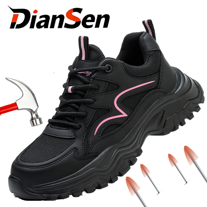 Leather Work Women Shoes - Comfortable Safety Shoes Anti-Puncture Anti-smash Work