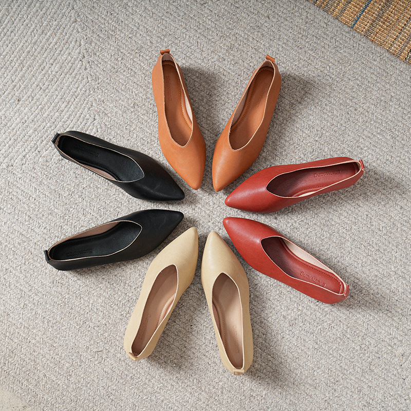Leather Work Women Shoes - Spring and Autumn Fashion New Square