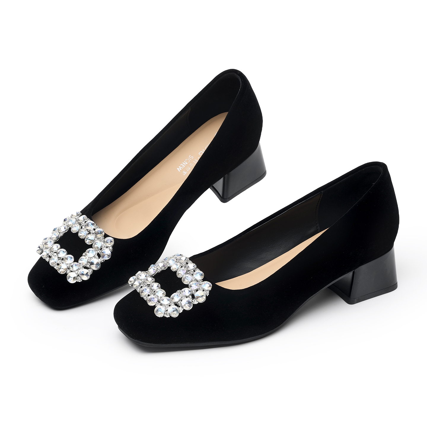 Rhinestone Square Buckle Chunk - огляд і ціна Leather Work Women Shoes