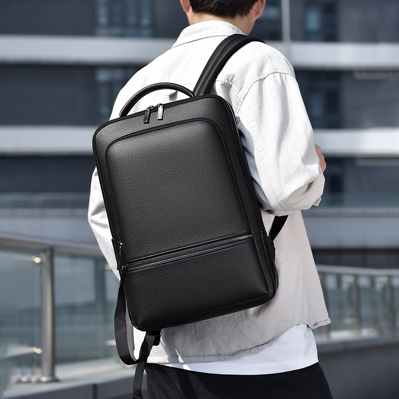 PU Leather Men's Backpack USB  - огляд і ціна Leather Work Backpack