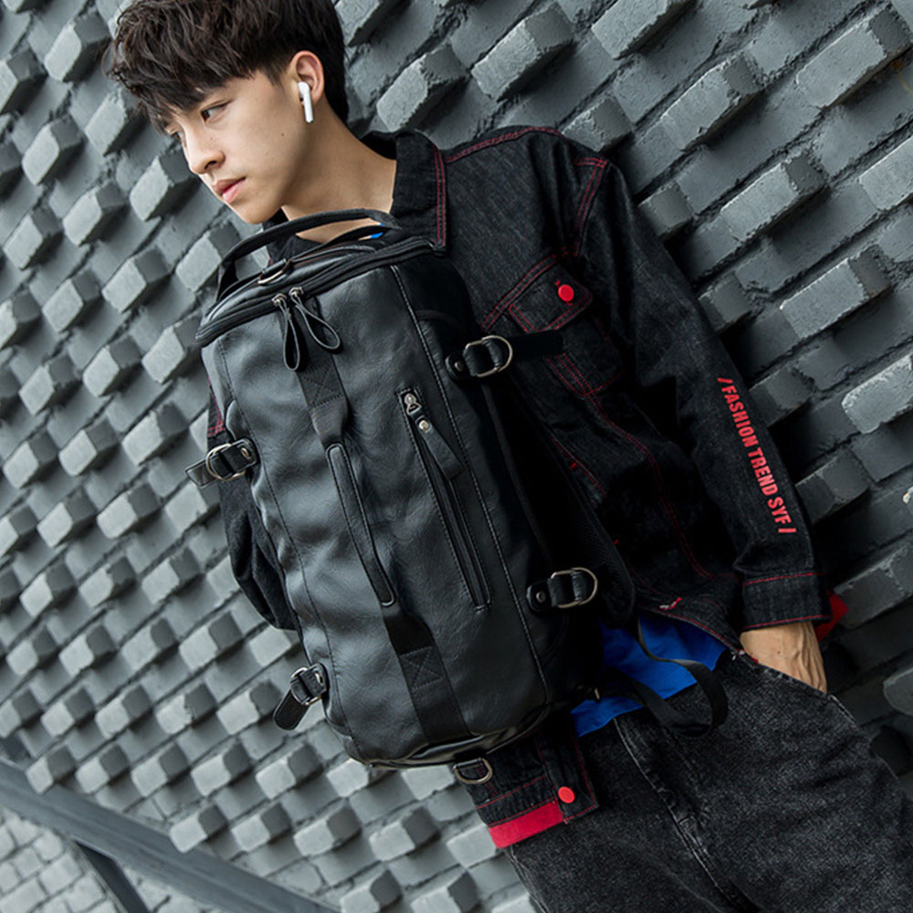 Men Leather Bucket Backpack Mu - огляд і ціна Leather Work Backpack