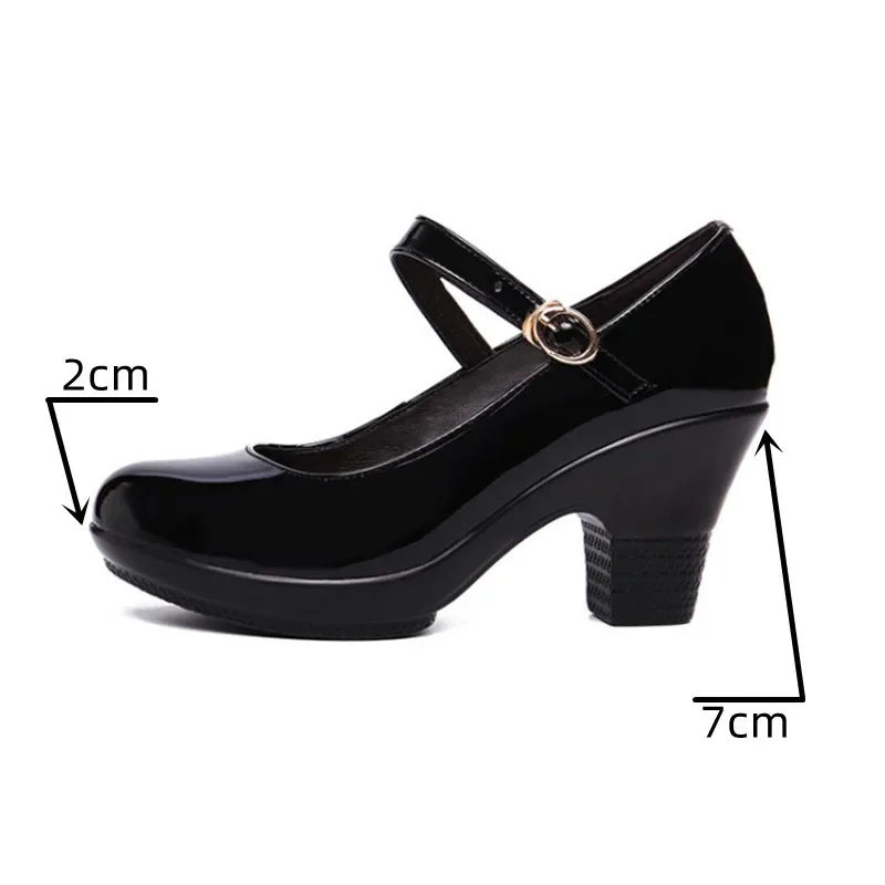 Small Size 32-43 Medium Block  - огляд і ціна Leather Work Women Shoes